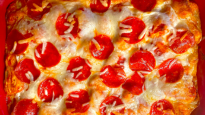 Close up image of bubble pizza.