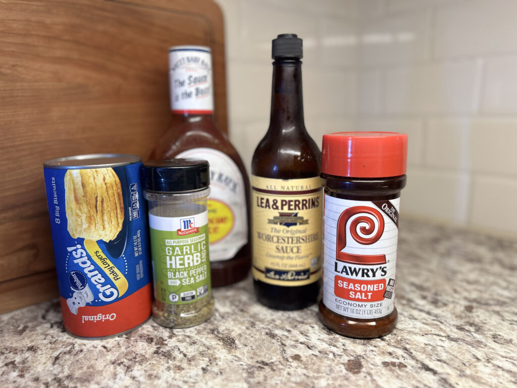 Some of the ingredients for cheeseburger bites.