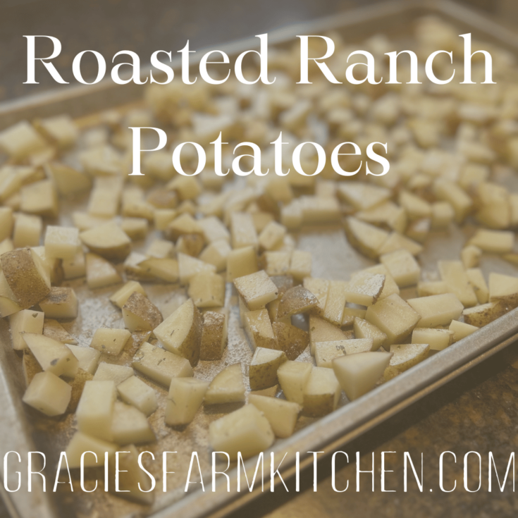 Roasted ranch potatoes on a cookie sheet.