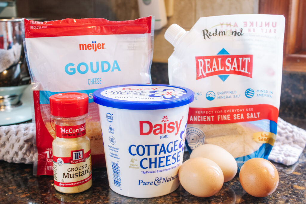 Ingredients for a high protein breakfast casserole.