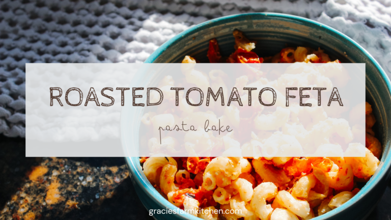 roasted tomato feta pasta in a bowl